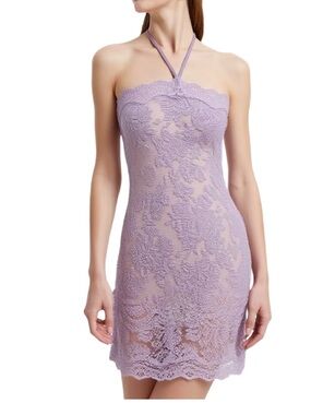 Lilac Lace Halter Slip Dress by Vicky's Closet Size Small
